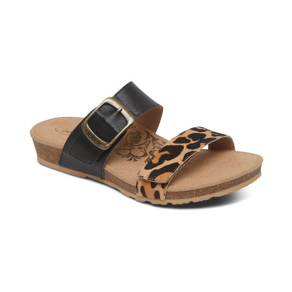 Aetrex Women's Daisy Adjustable Slippers - Leopard | USA ISN72TF